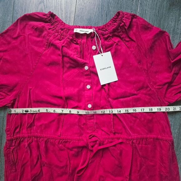 NWT EVERLANE The TENCEL™ Gathered Maxi Dress size S Hot Pink Fuchsia - Picture 7 of 10